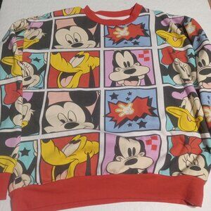 Disney Women's Mickey Mouse & Friends Crewneck Sweatshirt Size L All Over Print